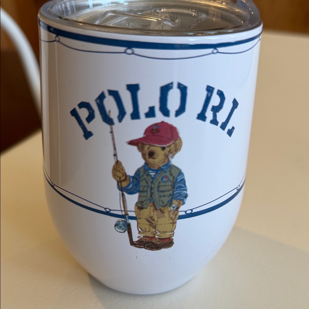 Polo Ralph Lauren White Tumbler with Fishing Bear Design Box33